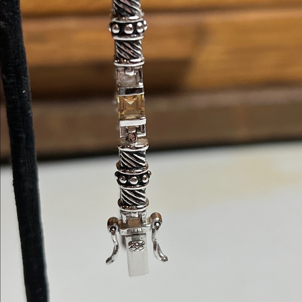 Tennis bracelet with multi color faceted gems, Silver 925, double safety clasp - Picture 9 of 16